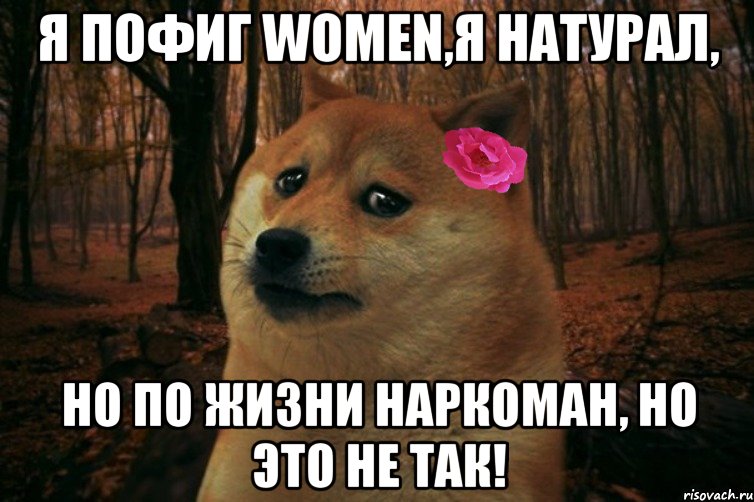 Я пофиг women,я натурал, но по жизни наркоман, но это не так!, Мем  SAD DOGE GIRL