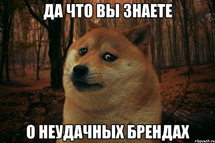 да что вы знаете о неудачных брендах, Мем SAD DOGE