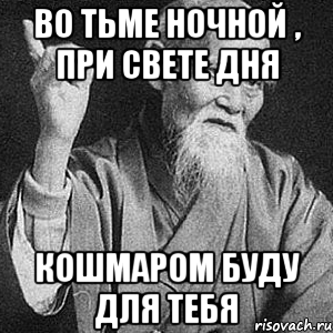 ВО ТЬМЕ НОЧНОЙ , ПРИ СВЕТЕ ДНЯ КОШМАРОМ БУДУ ДЛЯ ТЕБЯ, Мем Монах-мудрец (сэнсей)