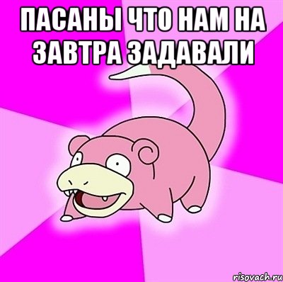 пасаны что нам на завтра задавали , Мем слоупок