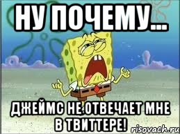 Ну почему... Джеймс не отвечает мне в твиттере!, Мем Спанч Боб плачет