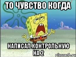 То чувство когда написал контрольную на 2, Мем Спанч Боб плачет