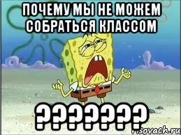 почему мы не можем собраться классом ???????, Мем Спанч Боб плачет