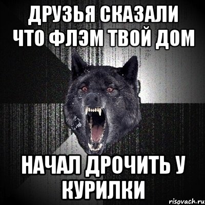 друзья сказали что флэм твой дом начал дрочить у курилки, Мем Сумасшедший волк