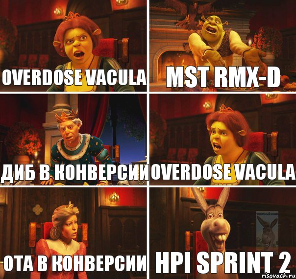 OVERDOSE VACULA MST RMX-D ДИБ В КОНВЕРСИИ ОТА В КОНВЕРСИИ HPI SPRINT 2 OVERDOSE VACULA, Комикс  Шрек Фиона Гарольд Осел