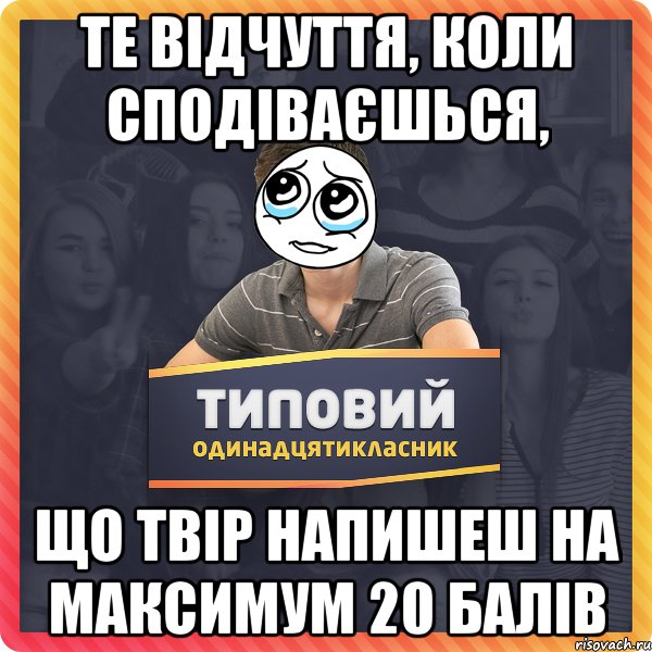 те відчуття, коли сподіваєшься, що твір напишеш на максимум 20 балів