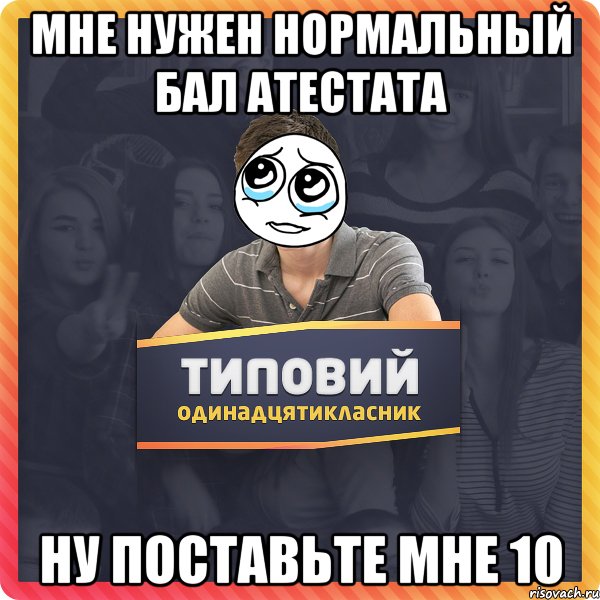мне нужен нормальный бал атестата ну поставьте мне 10