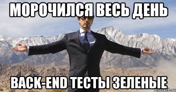 морочился весь день back-end тесты зеленые, Мем железный человек