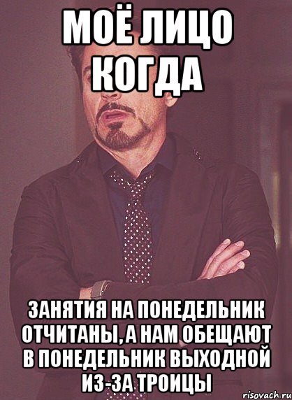 Моё лицо когда Занятия на понедельник отчитаны, а нам обещают в понедельник выходной из-за Троицы, Мем твое выражение лица