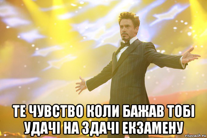  те чувство коли бажав тобі удачі на здачі екзамену, Мем Тони Старк (Роберт Дауни младший)