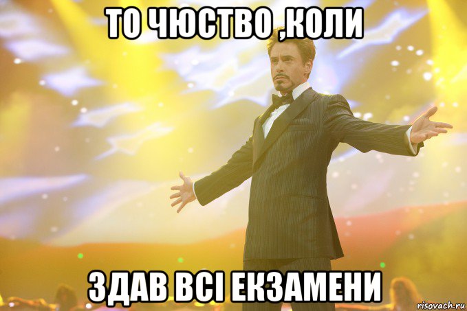 то чюство ,коли здав всі екзамени, Мем Тони Старк (Роберт Дауни младший)