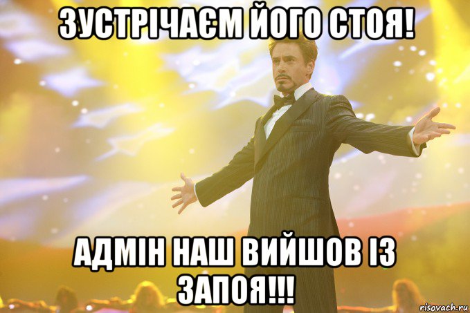 зустрічаєм його стоя! адмін наш вийшов із запоя!!!, Мем Тони Старк (Роберт Дауни младший)