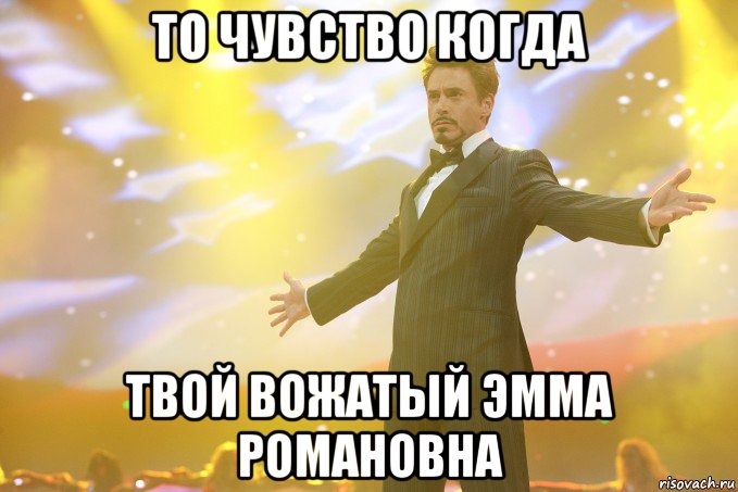 то чувство когда твой вожатый Эмма Романовна, Мем Тони Старк (Роберт Дауни младший)