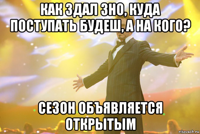 Как здал ЗНО, куда поступать будеш, а на кого? Сезон объявляется открытым, Мем Тони Старк (Роберт Дауни младший)