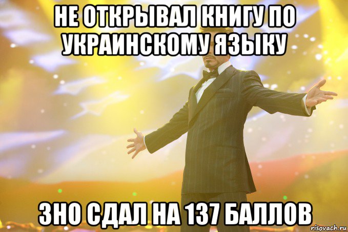 Не открывал книгу по украинскому языку ЗНО сдал на 137 баллов, Мем Тони Старк (Роберт Дауни младший)