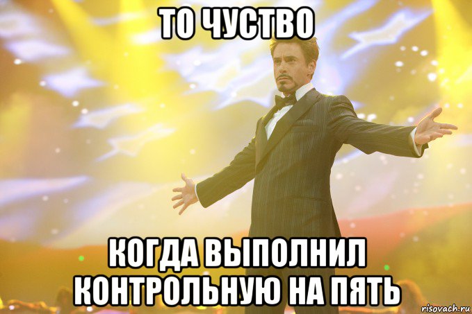 то чуство когда выполнил контрольную на пять, Мем Тони Старк (Роберт Дауни младший)