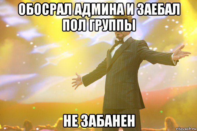 Обосрал админа и заебал пол группы Не забанен, Мем Тони Старк (Роберт Дауни младший)