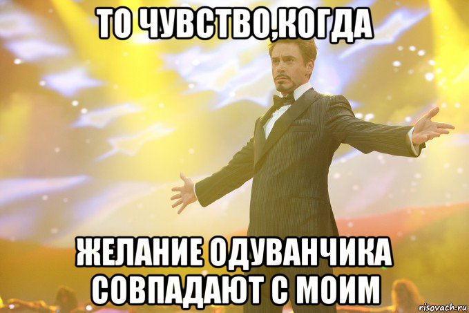 То чувство,когда желание одуванчика совпадают с моим, Мем Тони Старк (Роберт Дауни младший)