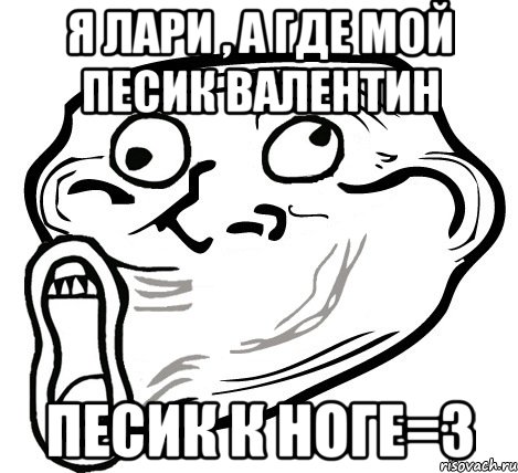 Я лари , а где мой песик Валентин Песик к ноге=3, Мем  Trollface LOL