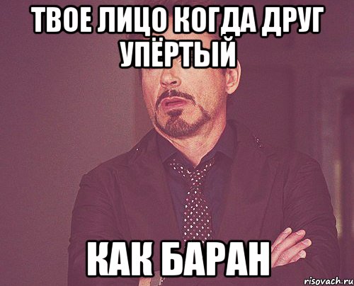 твое лицо когда друг упёртый как баран, Мем твое выражение лица