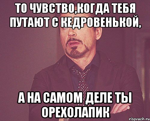 То чувство,когда тебя путают с Кедровенькой, А на самом деле ты Орехолапик, Мем твое выражение лица