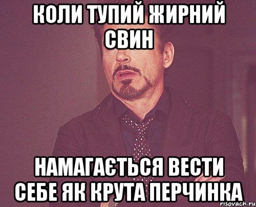 коли тупий жирний свин намагається вести себе як крута перчинка, Мем твое выражение лица