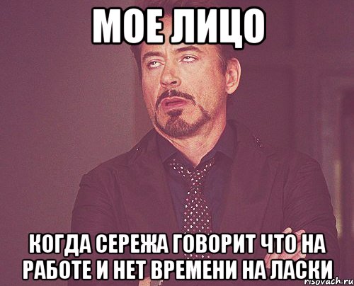 Мое лицо Когда Сережа говорит что на работе и нет времени на ласки, Мем твое выражение лица