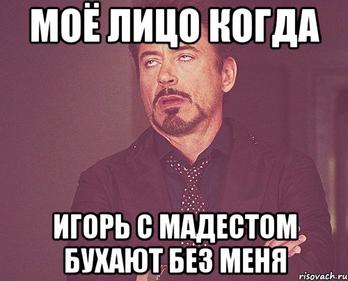 Моё лицо когда Игорь с Мадестом бухают без меня, Мем твое выражение лица