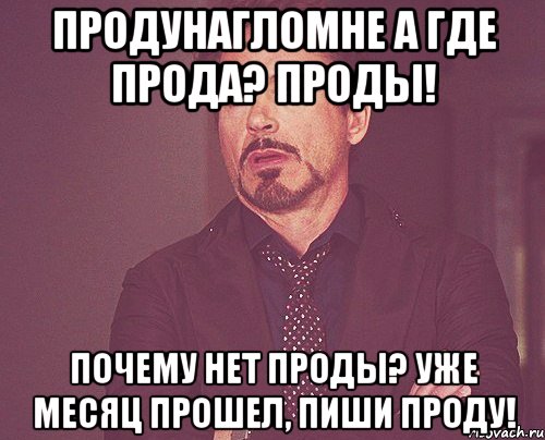 ПродуНаглоМне А где прода? Проды! Почему нет проды? Уже месяц прошел, пиши проду!, Мем твое выражение лица