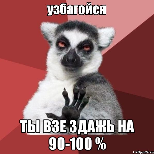  Ты взе здажь на 90-100 %, Мем Узбагойзя