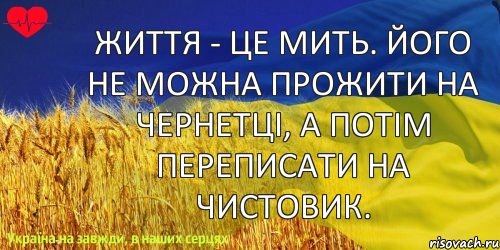 Життя - це мить. Його не можна прожити на чернетці, а потім переписати на чистовик., Комикс ваивит