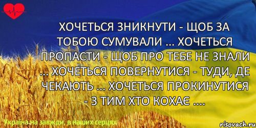 Хочеться зникнути - щоб за тобою сумували ... хочеться пропасти - щоб про тебе не знали ... хочеться повернутися - туди, де чекають ... хочеться прокинутися - з тим хто кохає ...., Комикс ваивит