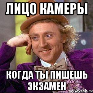 Лицо камеры когда ты пишешь экзамен, Мем Ну давай расскажи (Вилли Вонка)