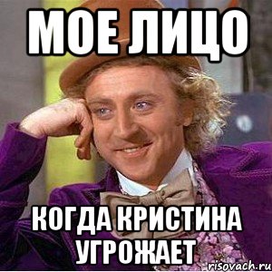 Мое лицо Когда Кристина угрожает, Мем Ну давай расскажи (Вилли Вонка)