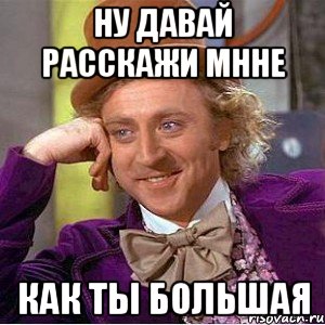ну давай расскажи мнне как ты большая, Мем Ну давай расскажи (Вилли Вонка)