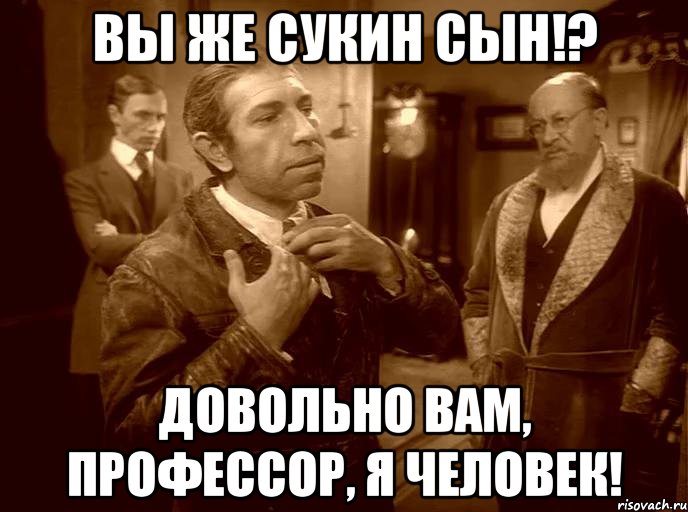 вы же сукин сын!? довольно вам, профессор, я человек!