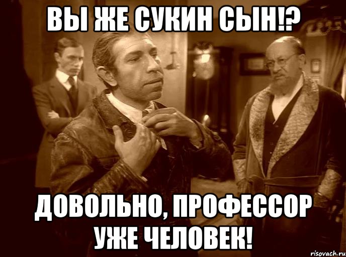 вы же сукин сын!? довольно, профессор уже человек!