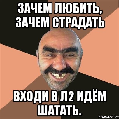 Зачем любить, Зачем страдать Входи в Л2 идём шатать., Мем Я твой дом труба шатал