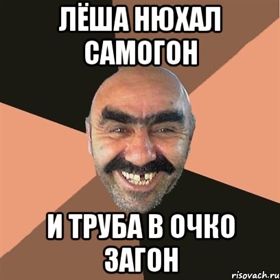 Лёша нюхал самогон И труба в очко загон, Мем Я твой дом труба шатал