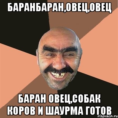 баранбаран,овец,овец баран овец,собак коров и шаурма готов, Мем Я твой дом труба шатал
