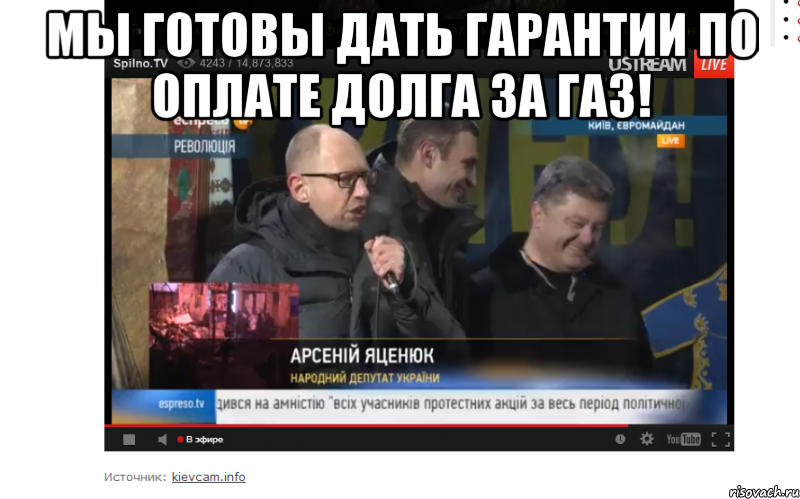 мы готовы дать гарантии по оплате долга за газ! 