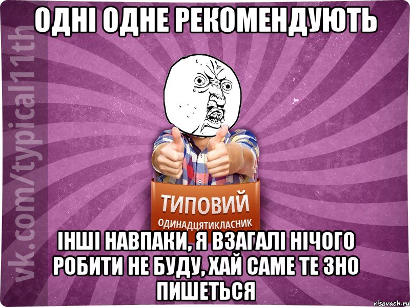 одні одне рекомендують інші навпаки, я взагалі нічого робити не буду, хай саме те Зно пишеться