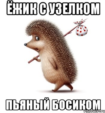 ёжик с узелком пьяный босиком