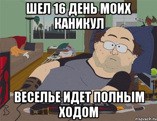 Шел 16 день моих каникул Веселье идет полным ходом, Мем   Задрот south park