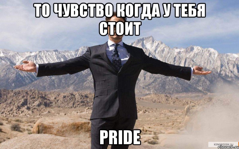 то чувство когда у тебя стоит Pride, Мем железный человек