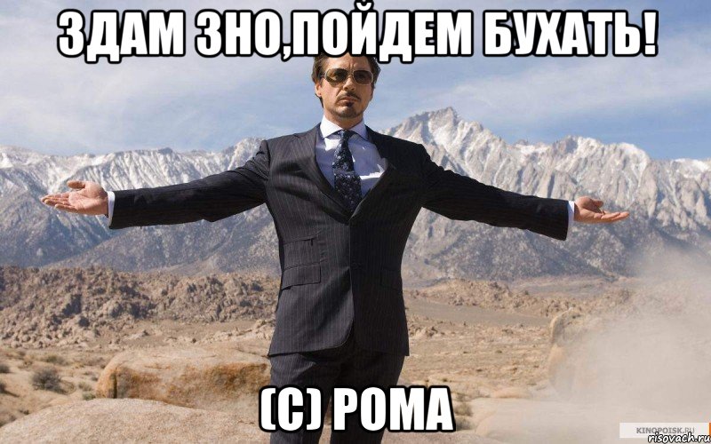 Здам ЗНО,Пойдем бухать! (с) Рома, Мем железный человек