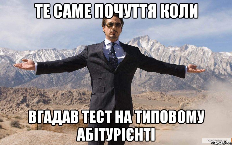 Те саме почуття коли вгадав тест на Типовому Абітурієнті, Мем железный человек