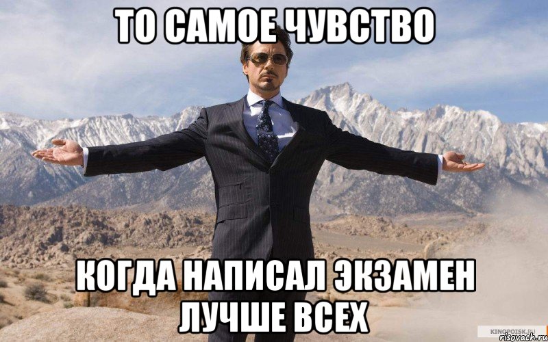 то самое чувство когда написал экзамен лучше всех, Мем железный человек