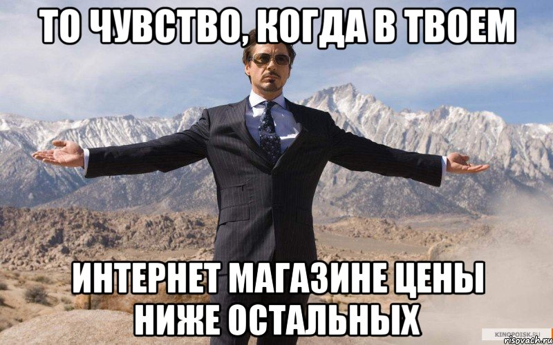 То чувство, когда в твоем интернет магазине цены ниже остальных, Мем железный человек