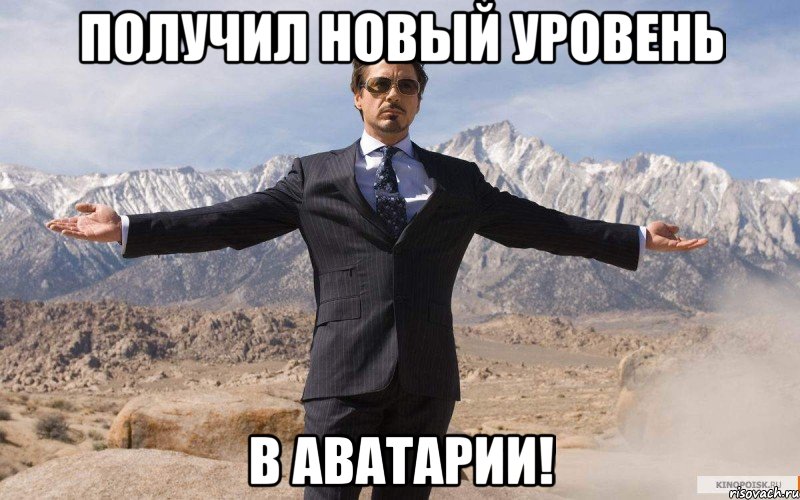 Получил новый уровень в аватарии!, Мем железный человек